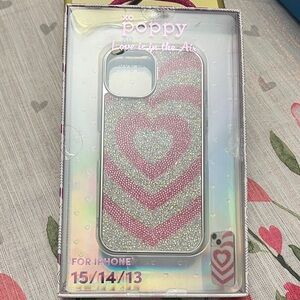 XO Poppy Pink Heart Glitter iPhone Case
